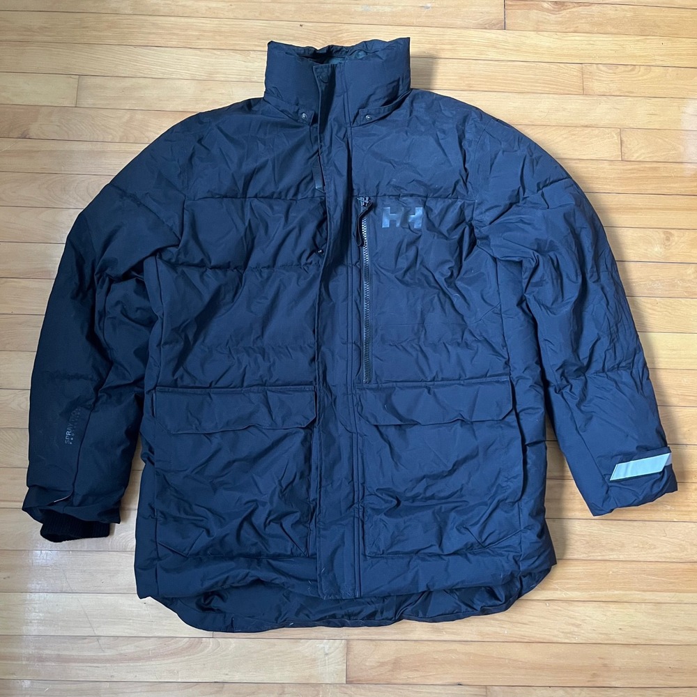 Helly Hansen Spray Tech Protection Puffer Parka Jacket Black Mens 2XL XXL